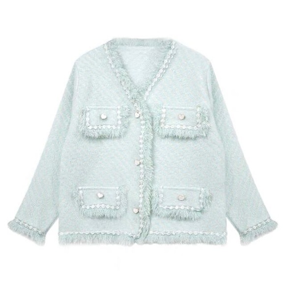 LA LUNE Knitted Heart Shape Buttons Design cardigan sweater - Picture 7 of 8